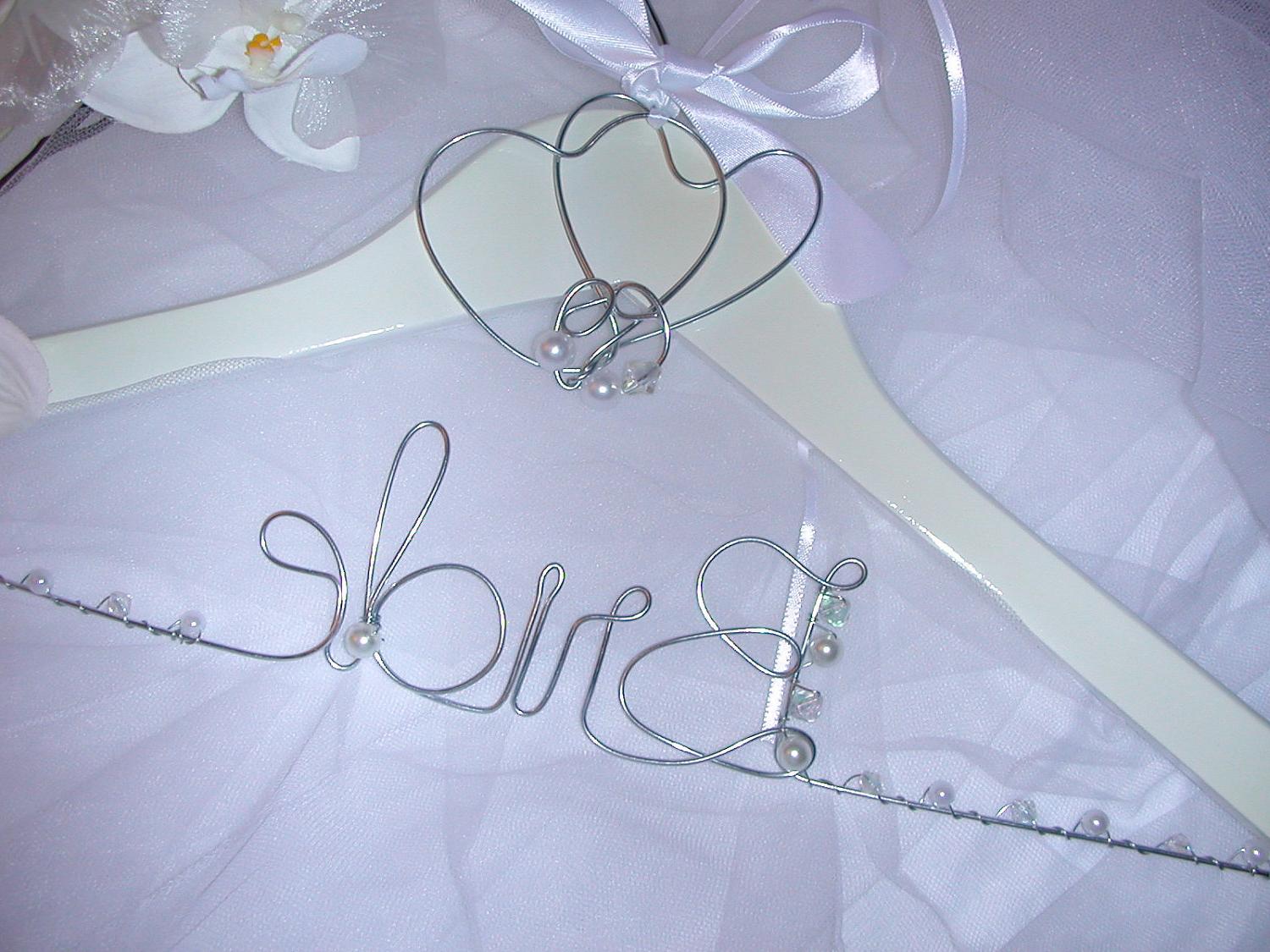 Artsy personalized wedding hanger SIMPLY WHITE  Bridal Wedding Dress