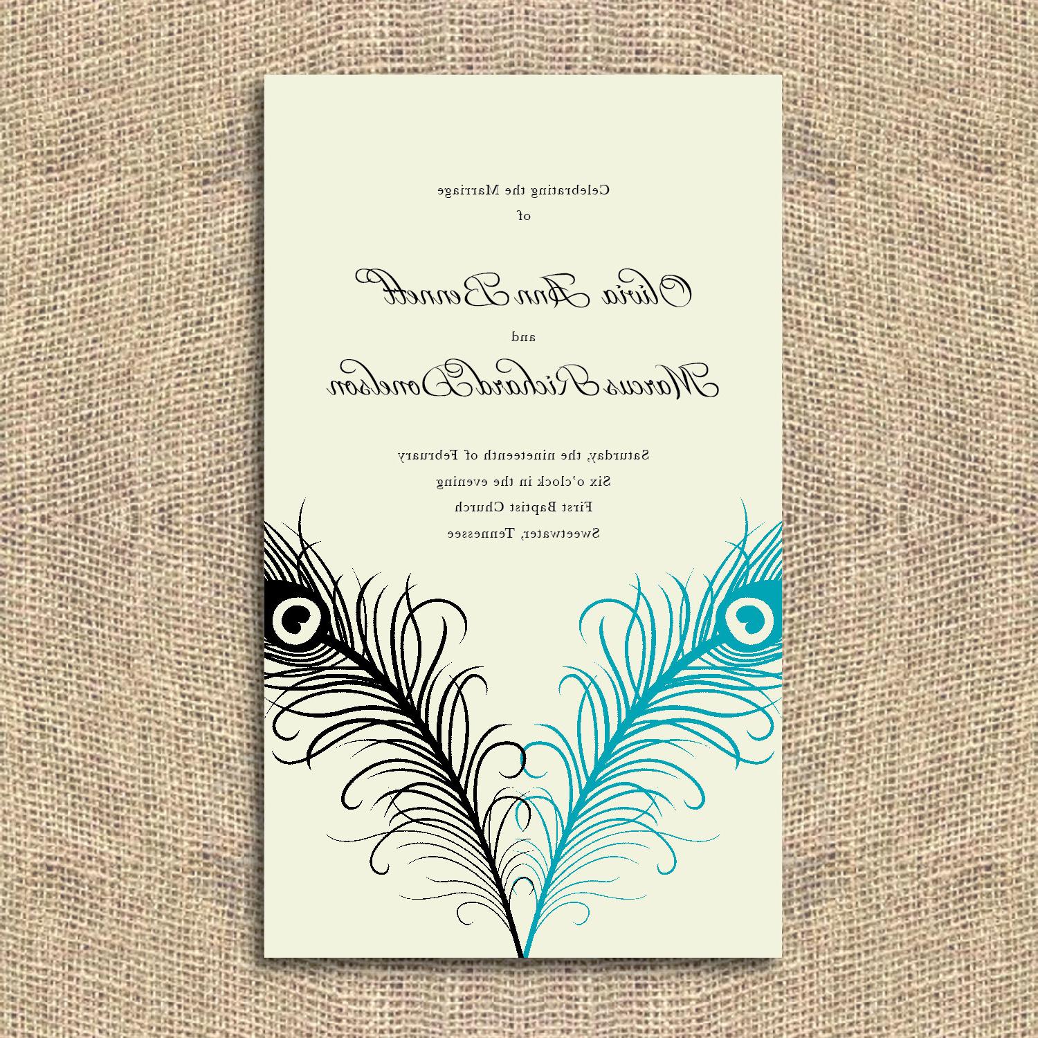 Printable Wedding Program Peacock Feather. From iheartpaperandthread