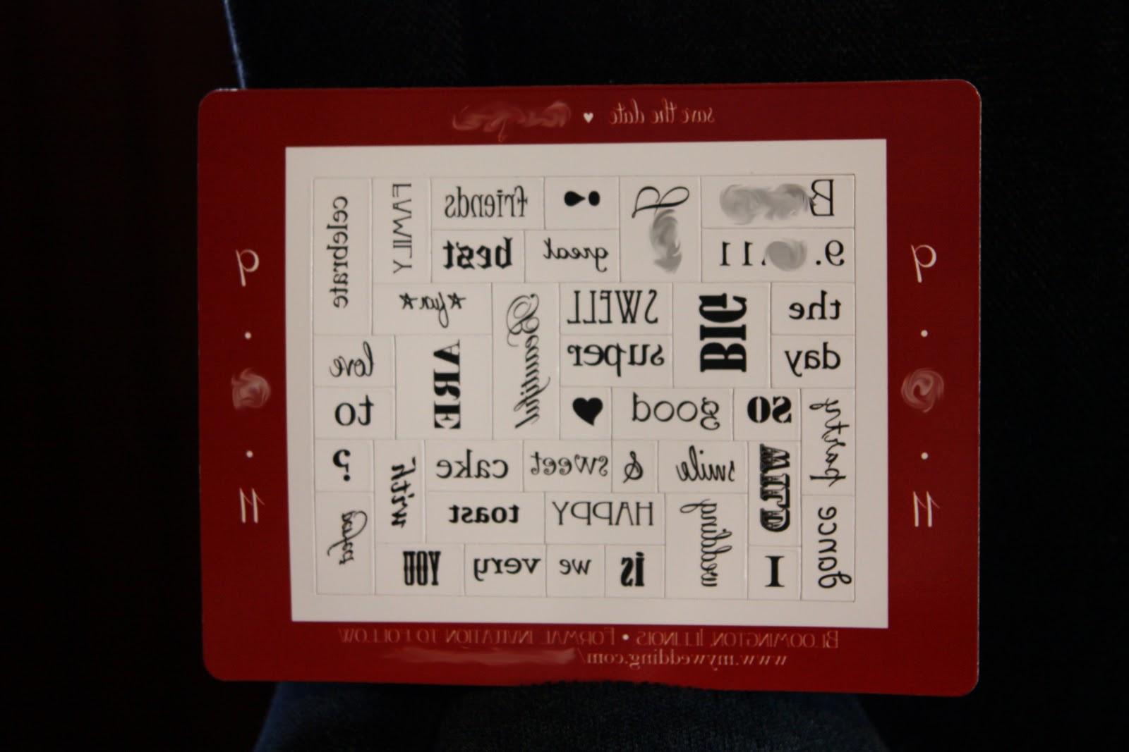 A closeup of the magnet words:
