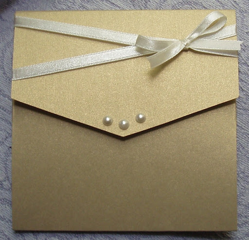 Elegant Bow Pocket Fold Tri fold wedding invitations