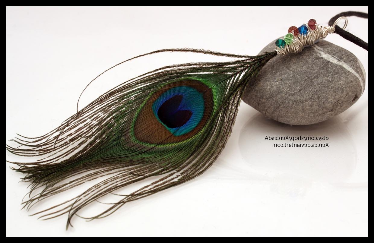 Peacock feather necklace by