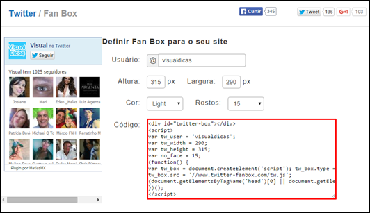 Coloque o Fan Box Twitter no seu blog (caixa de fãs do Twitter) - Visual Dicas