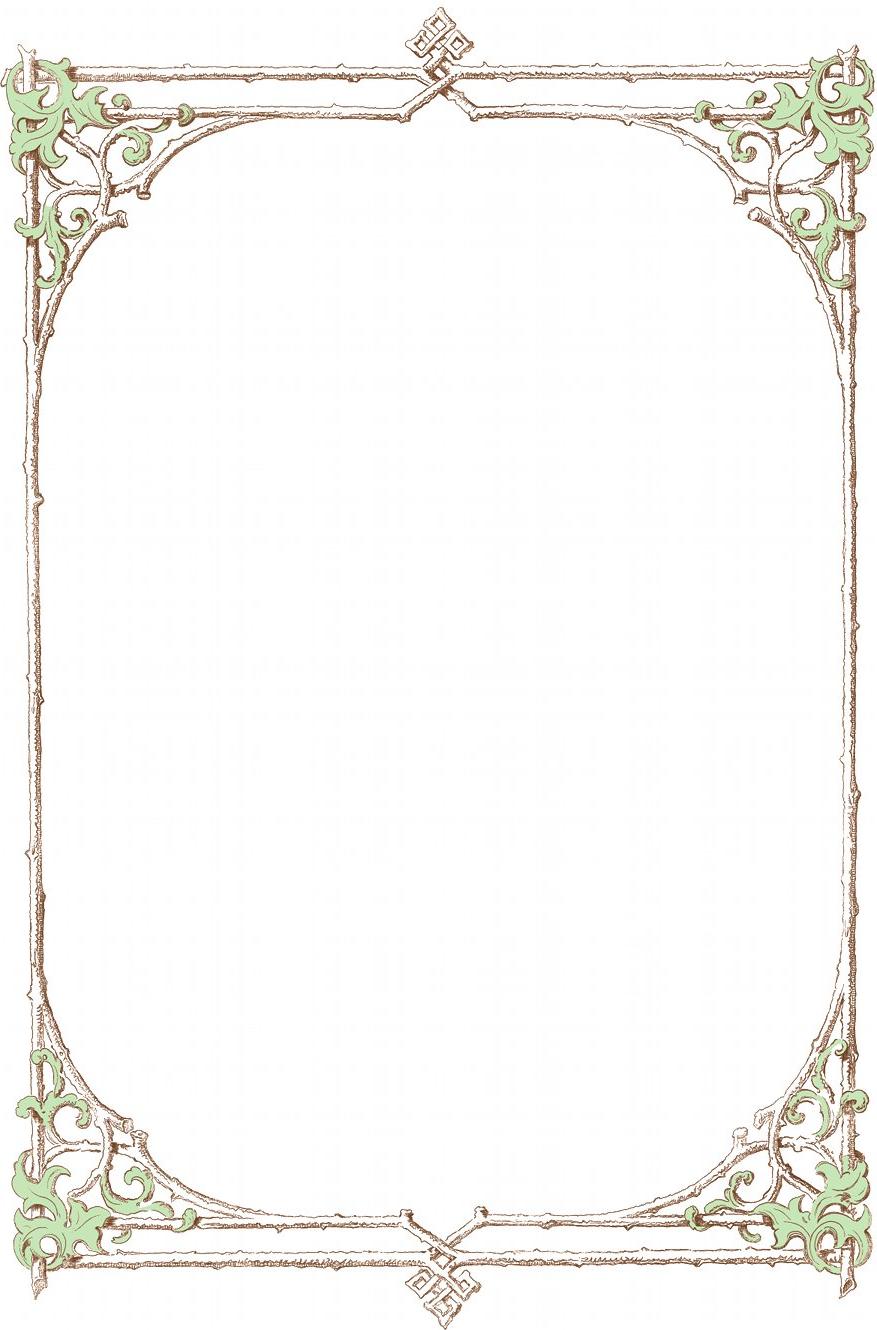 Free clip-art: Victorian border of brown twigs and green leaves  image .
