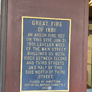 GREAT FIRE OF 1861 AN ARSON FIRE SET ON THIS SITE, JAN. 31. 1861, LEVELED MOST OF THE MAIN STREET BUILDINGS ON BOTH. SIDES BETWEEN SECOND AND THIRD STREETS AND HALF OF THIS SIDE NORTH OF THIRD ...