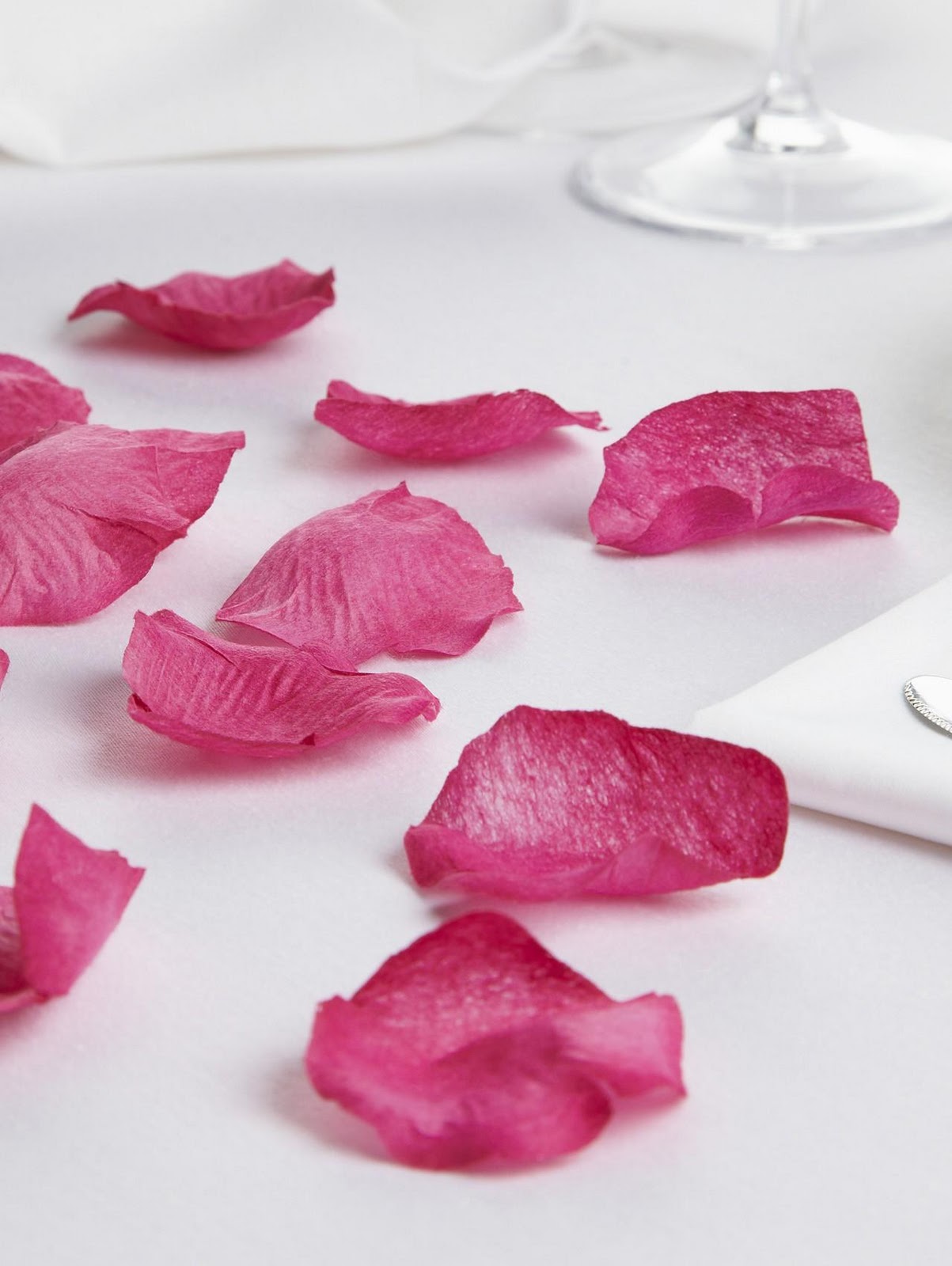 Hot Pink Organza Rose Petals