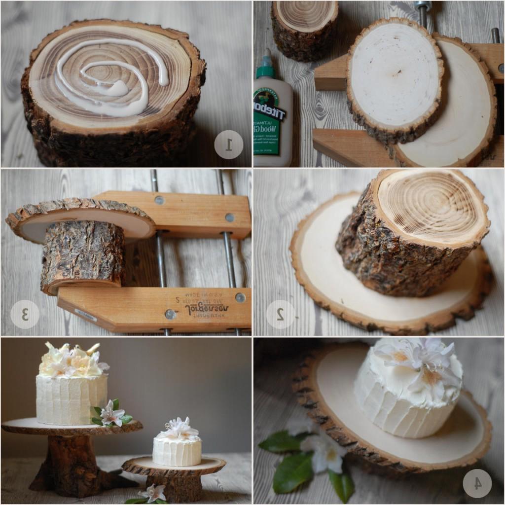 diy rustic log wedding cake
