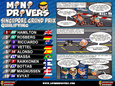 комикс MiniDrivers по квалификации Гран-при Сингапура 2014