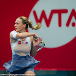 HONG KONG, CHINA - OCTOBER 11 :  Ana Bogdan in action at the 2015 Prudential Hong Kong Tennis Open WTA International tennis tournament