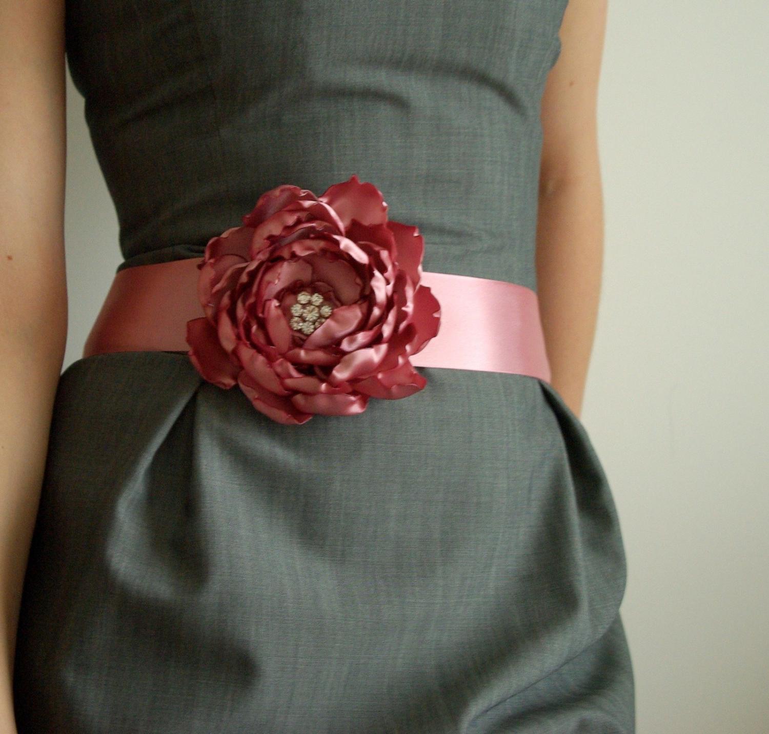 Bridal satin flower sash