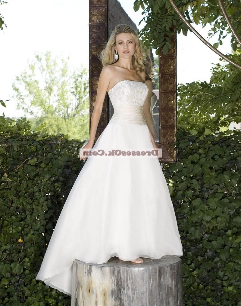 Cute A-line strapless chapel satin embroidery wedding dresses WD10EMER1085