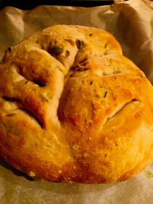 French focaccia - Fougasse with olives and rosemary