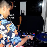 DJ BYTE showing skill in the lounge in Tokyo, Japan 