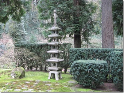 IMG_2530 5-Tiered Stone Pagoda Lantern at the Portland Japanese Garden at Washington Park in Portland, Oregon on February 27, 2010