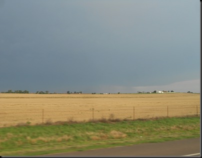 storm brewing to the west as we rode north on Hwy 34 out of Elk City, OK
