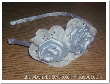 Ribbon rose and lace headband