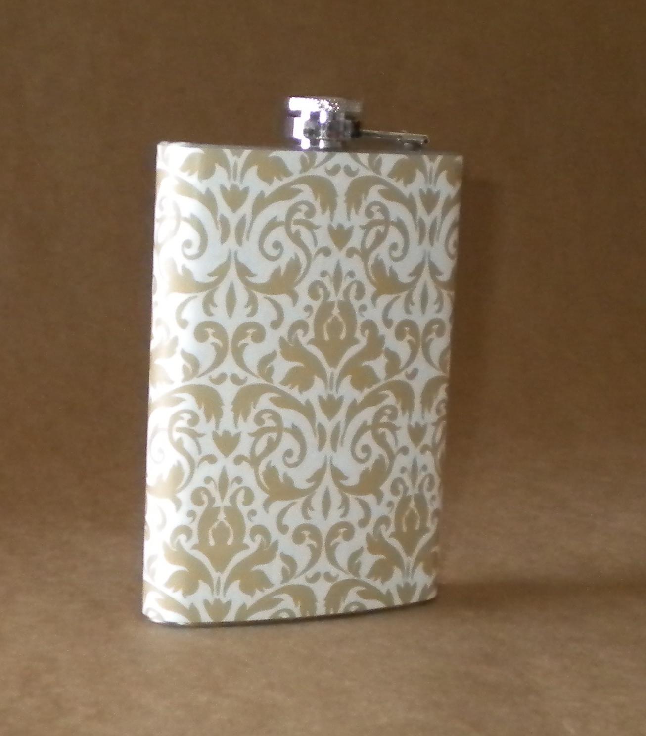 Taupe and Cream Damask Print