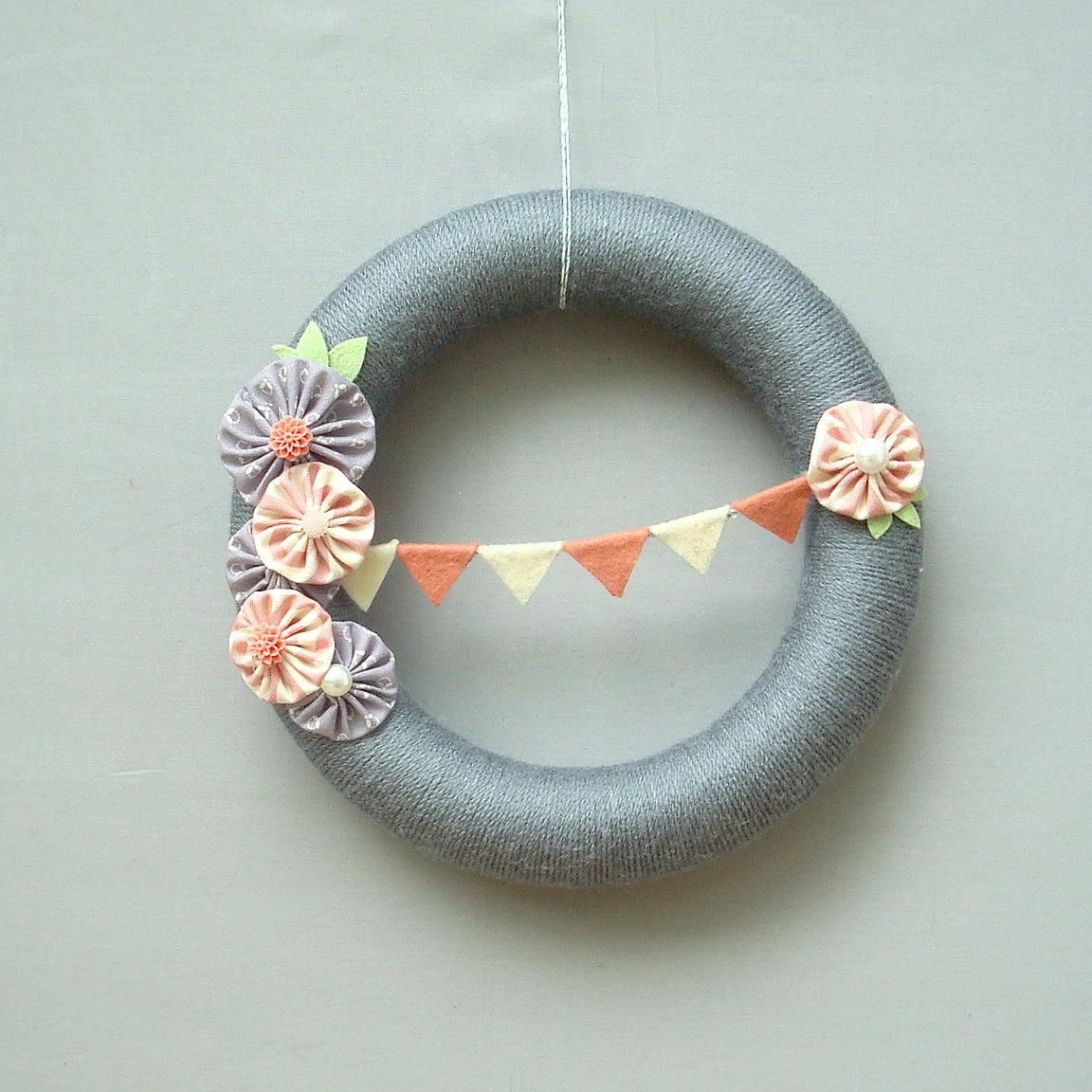 Grey Yarn Wreath.