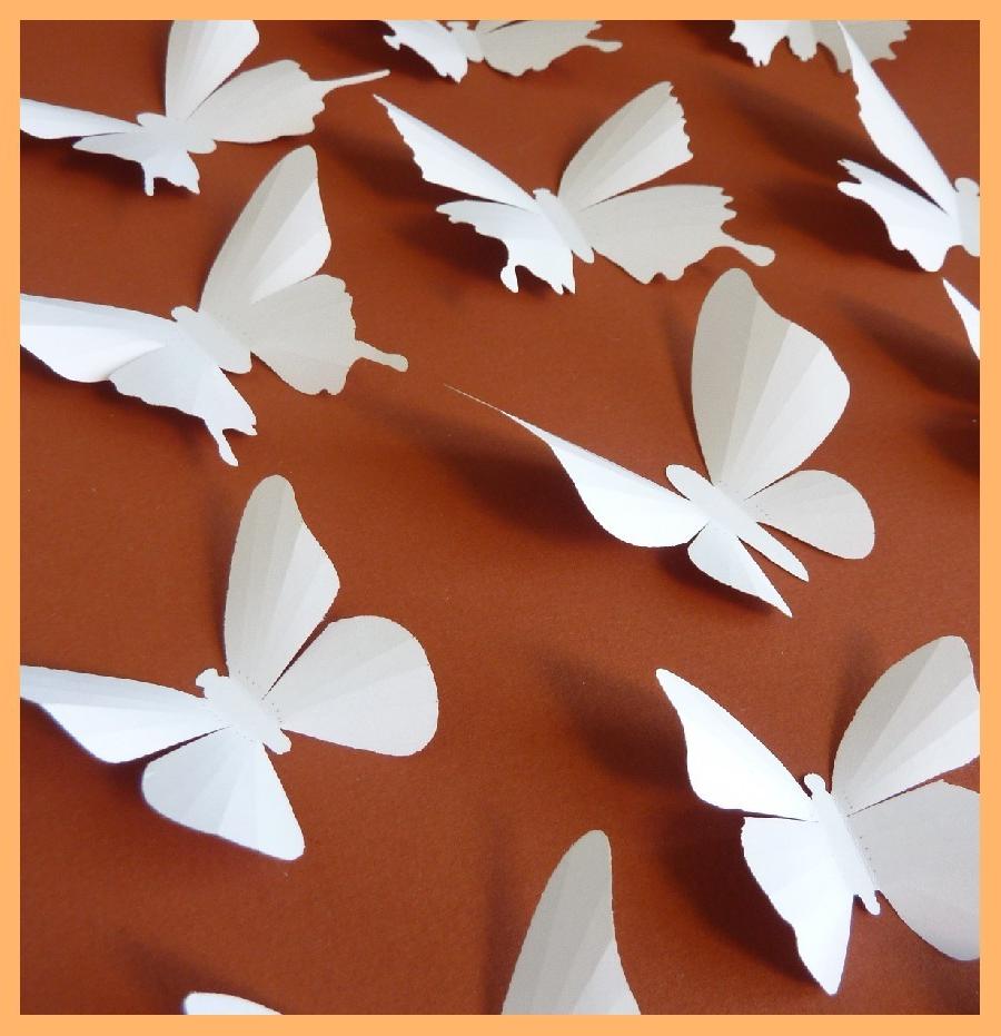 3D Wall Butterflies - 15 White