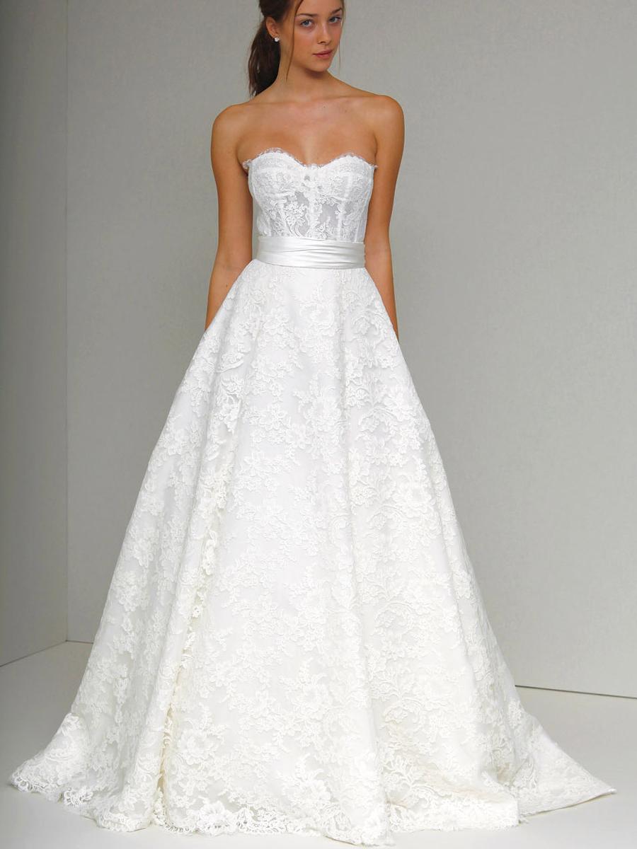 Lace Strapless Bridal Gown