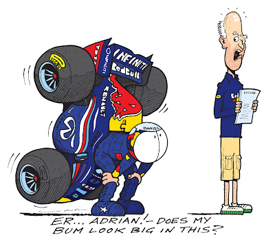 Даниэль Риккардо примеряет сиденье в Red Bull - комиксы Jim Bamber