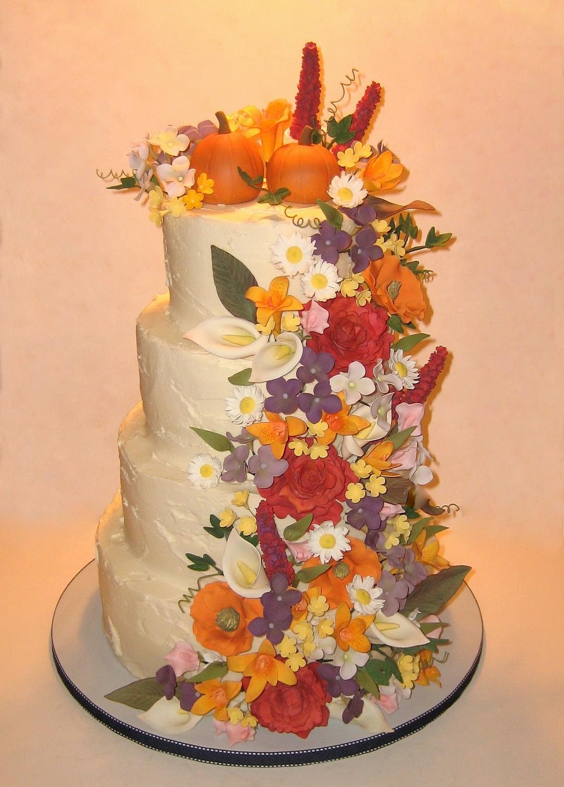 Fall Floral Wedding Cake