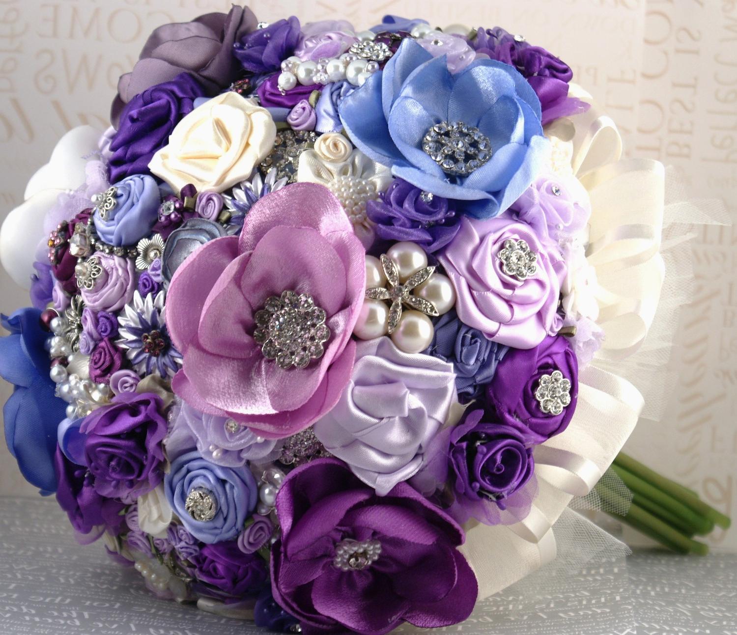 Bridal Brooch Bouquet - Purple