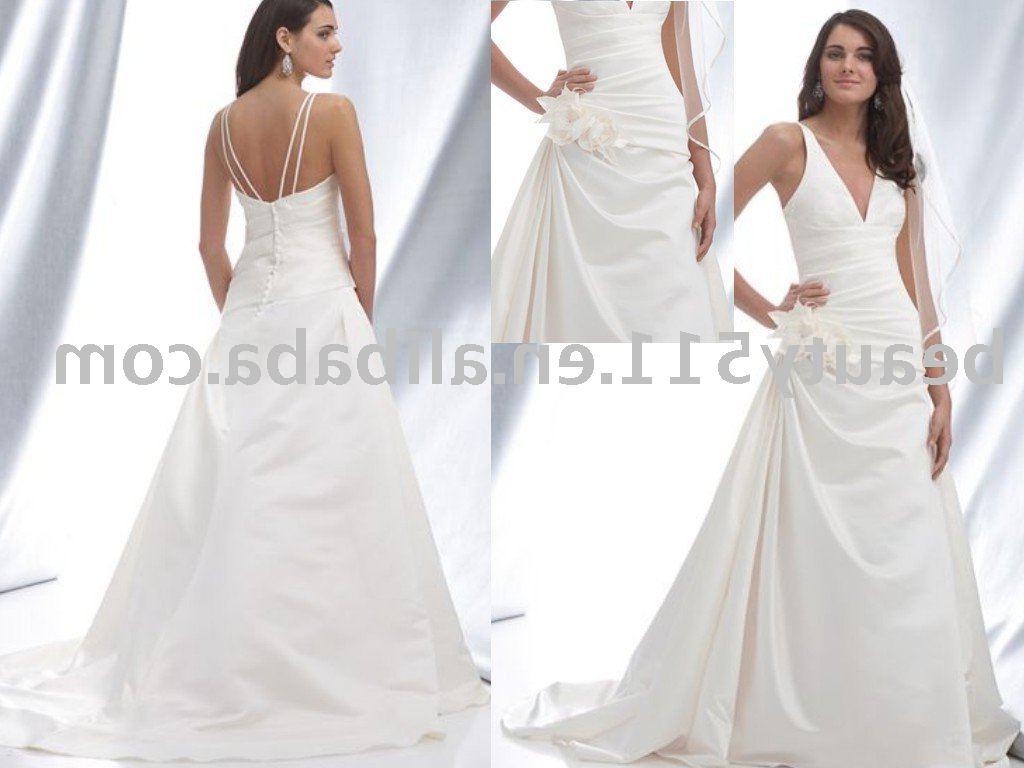 shinning backless satin wedding dresses ql4045