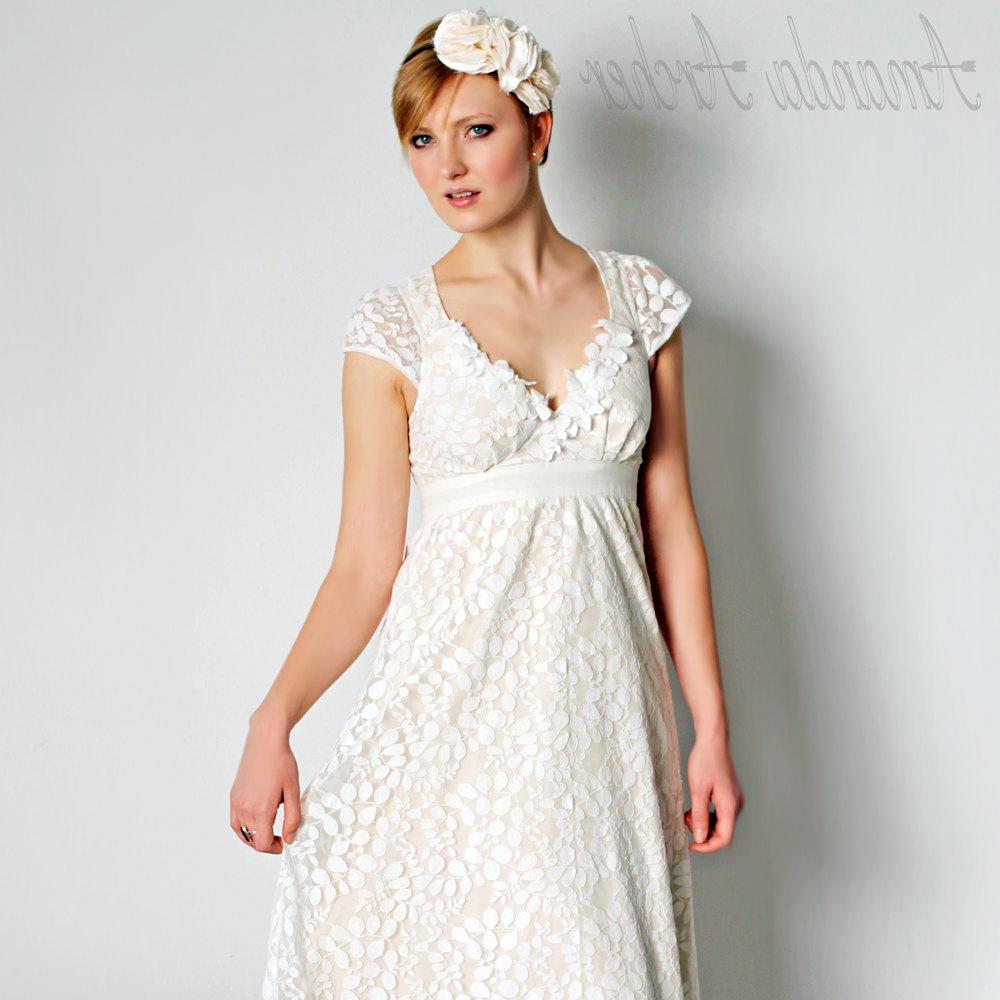 Lace Gown with Cap Sleeves