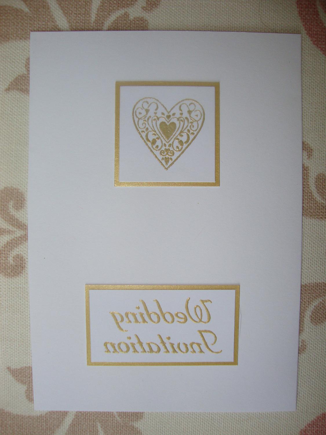 White & Gold Filigree Heart Handmade Simple Modern Wedding Invitation Card -