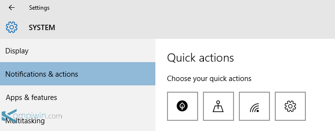 cara mengubah notifikasi tombol quick action windows 10 3