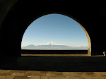 View of Mt. Ararat (in Turkey), from the Charents Arch near Yerevan, Armenia.