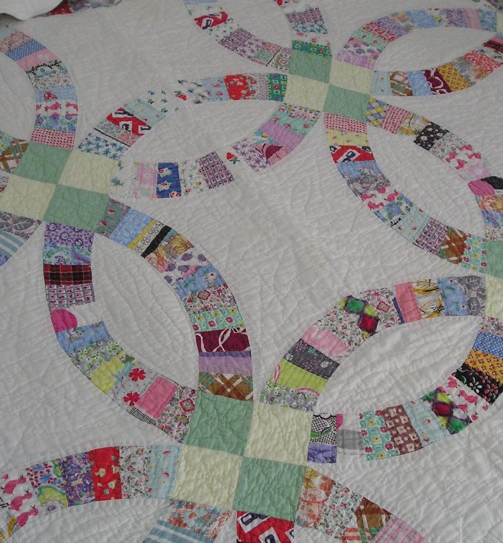 Vintage Double Wedding Ring Quilt Depression Era