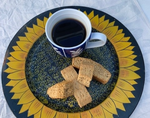 Start your day on a sunny note with coffee and a Tennis Biscuit Rusk