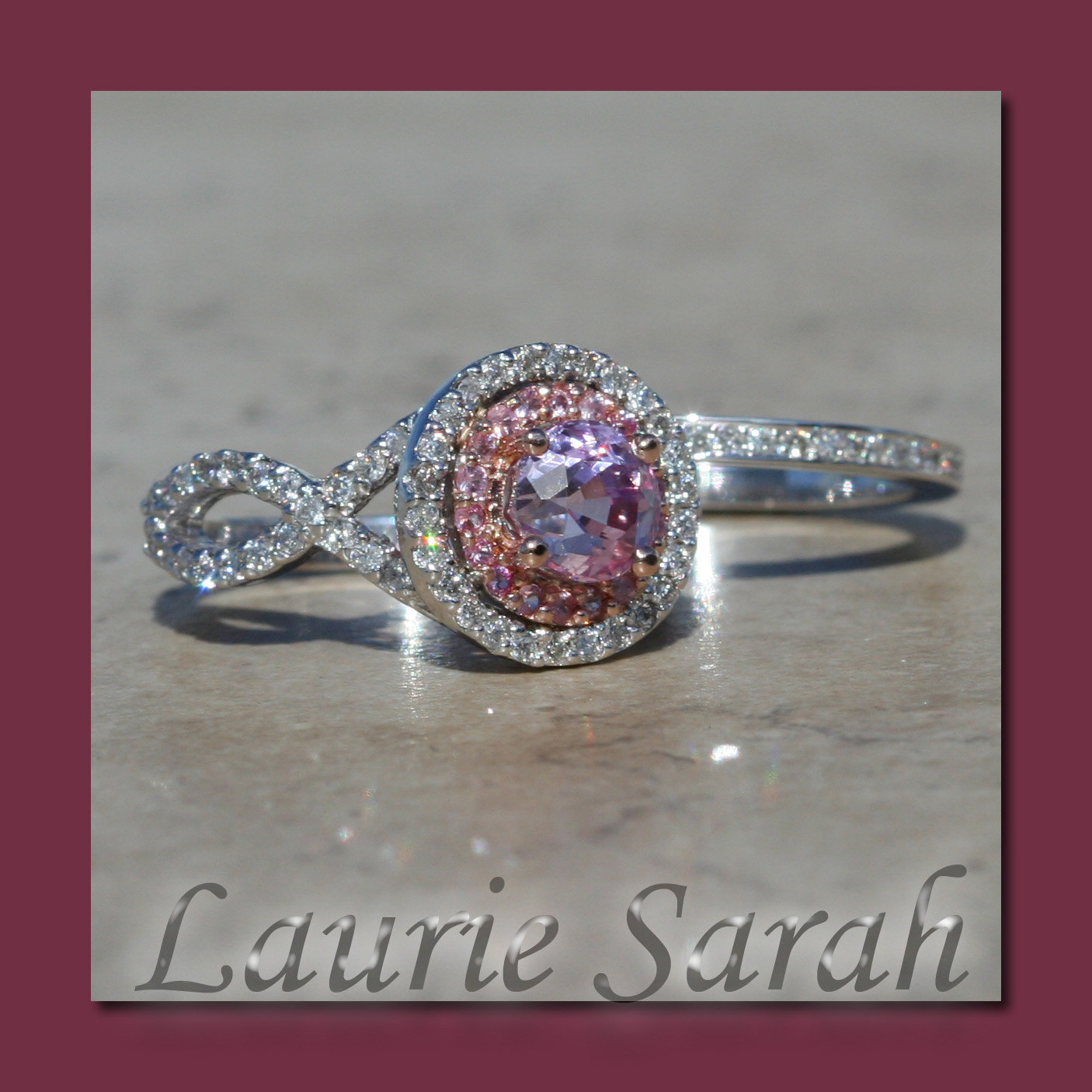 Peachy Pink Sapphire Ring with