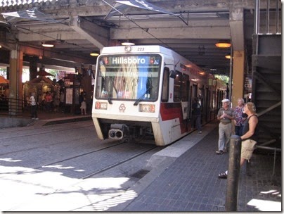 IMG_3500 TriMet MAX Type 2 Siemens SD660 LRV #223 at the Skidmore Fountain Station in Portland, Oregon on September 7, 2008