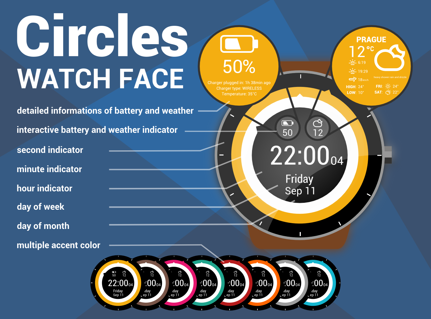 Android application HuskyDEV Circles Watch Face screenshort