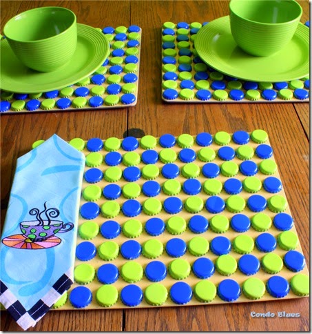 make recycled bottlecap placemats