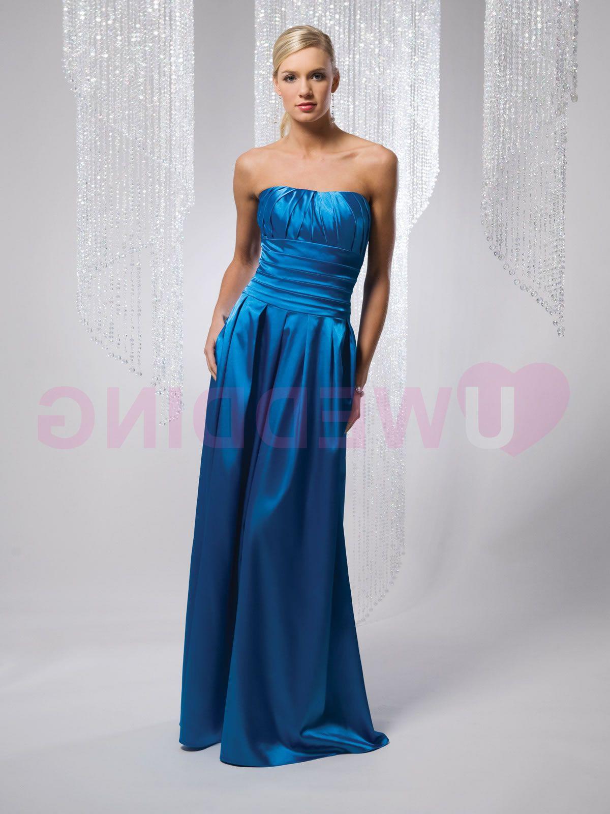 Strapless charmeuse A-line dress with softly curved Pleated bust line and
