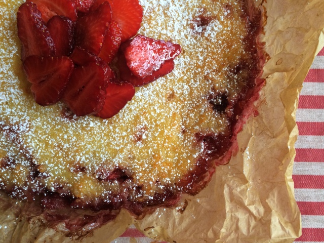 Strawberry Rice Torte, or rice pie with strawberries. 