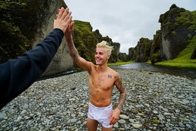 Justin Bieber in soaking white undies