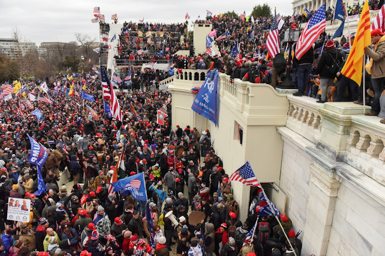 Supporters of US President Donald Trump gather in front of the US Capitol Building in Washington, on January 6, 2021.