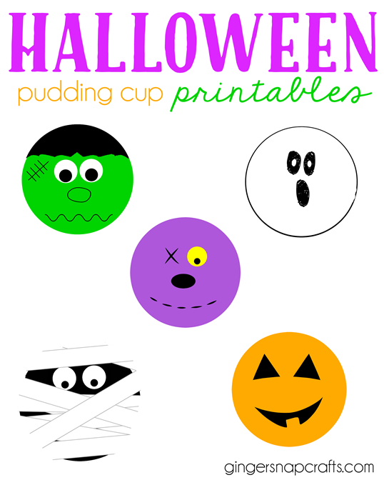 Halloween pudding cup printables at   GingerSnapCrafts.com