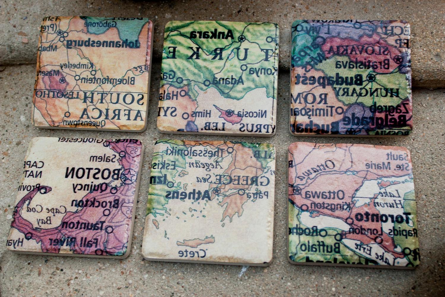 Map Coasters, Wedding Favors,