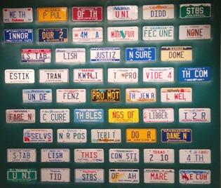 Various license plates of the USA