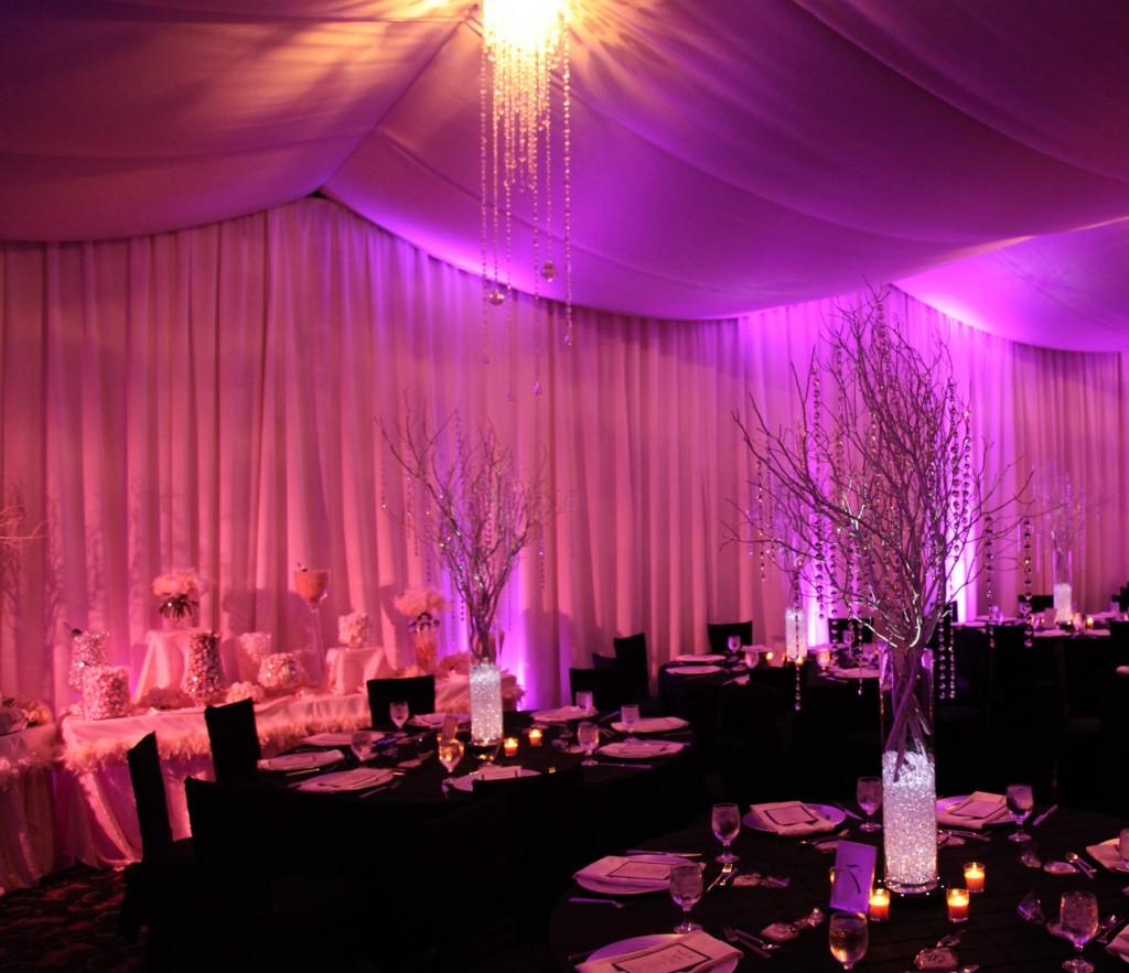 silver linen wedding decor