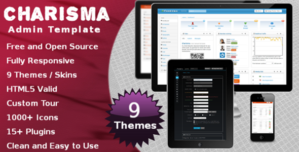 Charisma Free, Responsive, Multiple Skin Admin Template