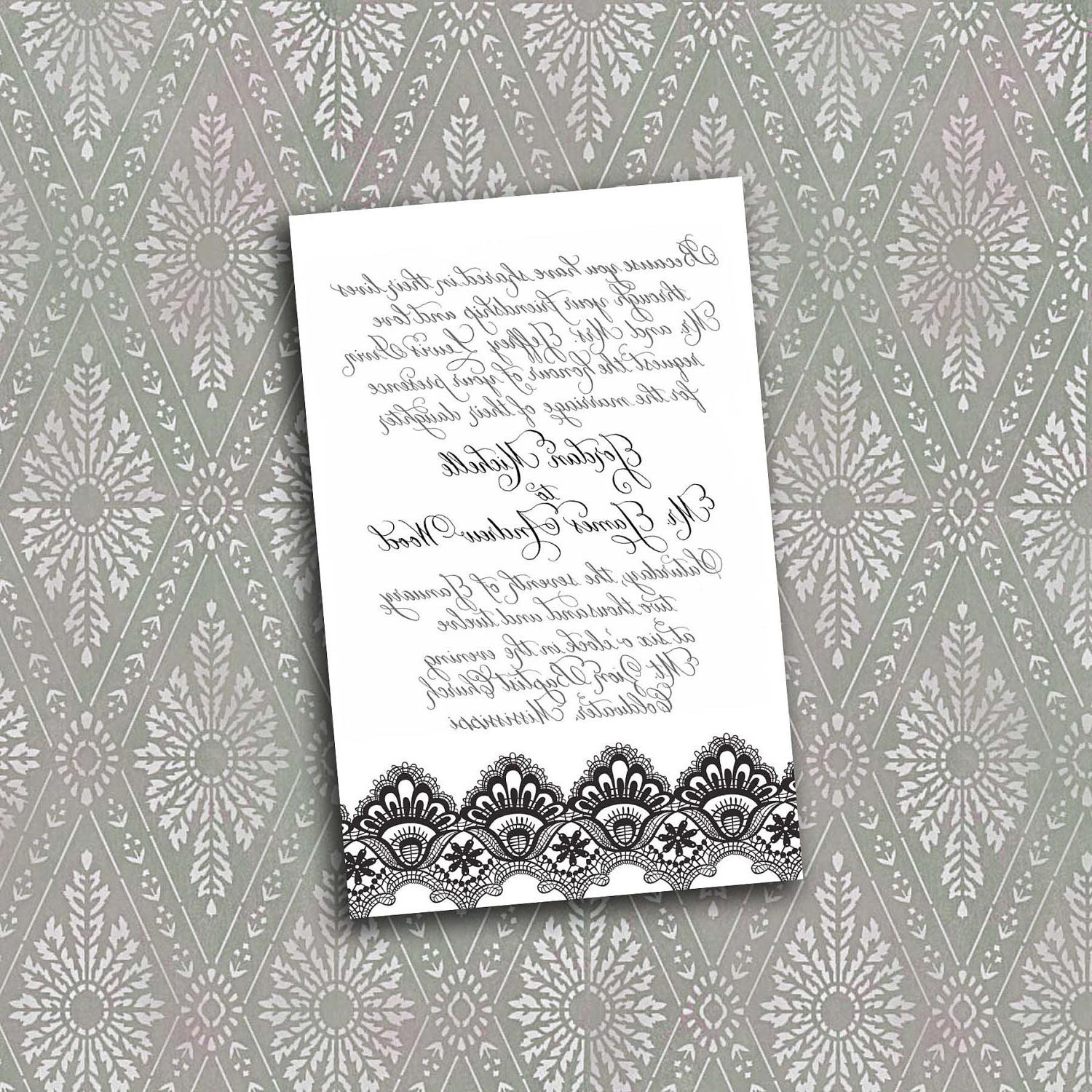 Letterpress Wedding Invitation featuring Hand Calligraphy and Lace Design