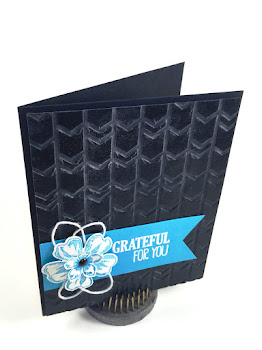 Linda Vich Creates: New Floor and Grateful For You. Dry and wet embossed card sports a banner punched with the Triple Banner Punch. A swirl of twine and a layered flower completes this simple but effective card.