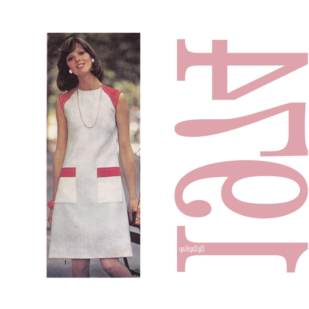 70s Shift Dress Vintage Sewing Pattern 43 Bust Simplicity 6215