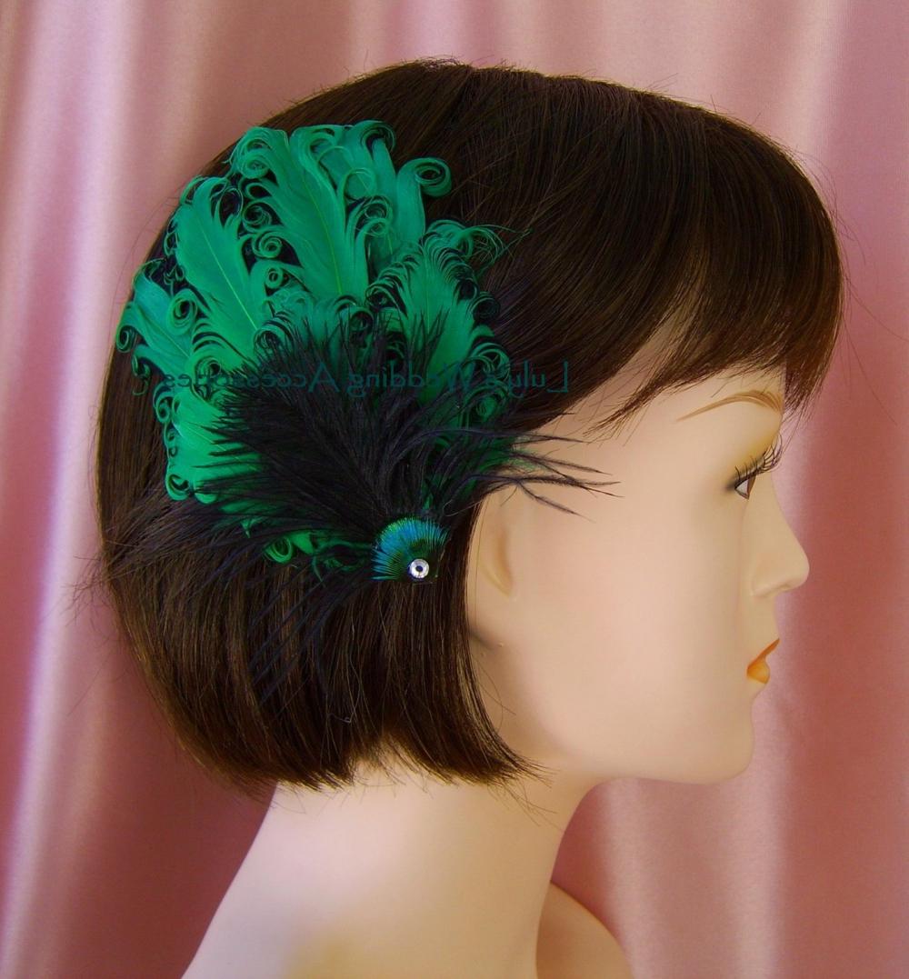 Kelly Green and Black Wedding Colors Feather Fascinator